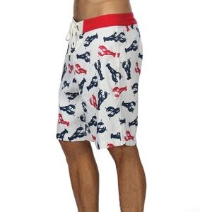 Sperry Top-Sider Maine Lobster Board Shorts Men's 38 Red White Blue Nautical